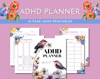 Agenda TDAH | Focus quotidien | Productivité quotidienne | Routine quotidienne | Agenda mensuel hebdomadaire | 8,5 x 11 | Lettre | Téléchargement numérique