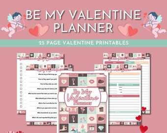 Be My Valentine Planner - 25 Page Printable - Printable Coupon - Gift Tags - Valentine's Notes - 8.5 x 11 - Letter - Digital Download