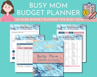 Busy Mom Budget Planner - Planificateur de dépenses - Planificateur mensuel - Dépenses hebdomadaires - 8,5 x 11 - Lettre - Téléchargement numérique