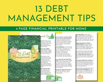 13 Debt Management Tips Printable | Debt Payoff | Finance Tips | 8.5 x 11 Letter | Budgeting Tips