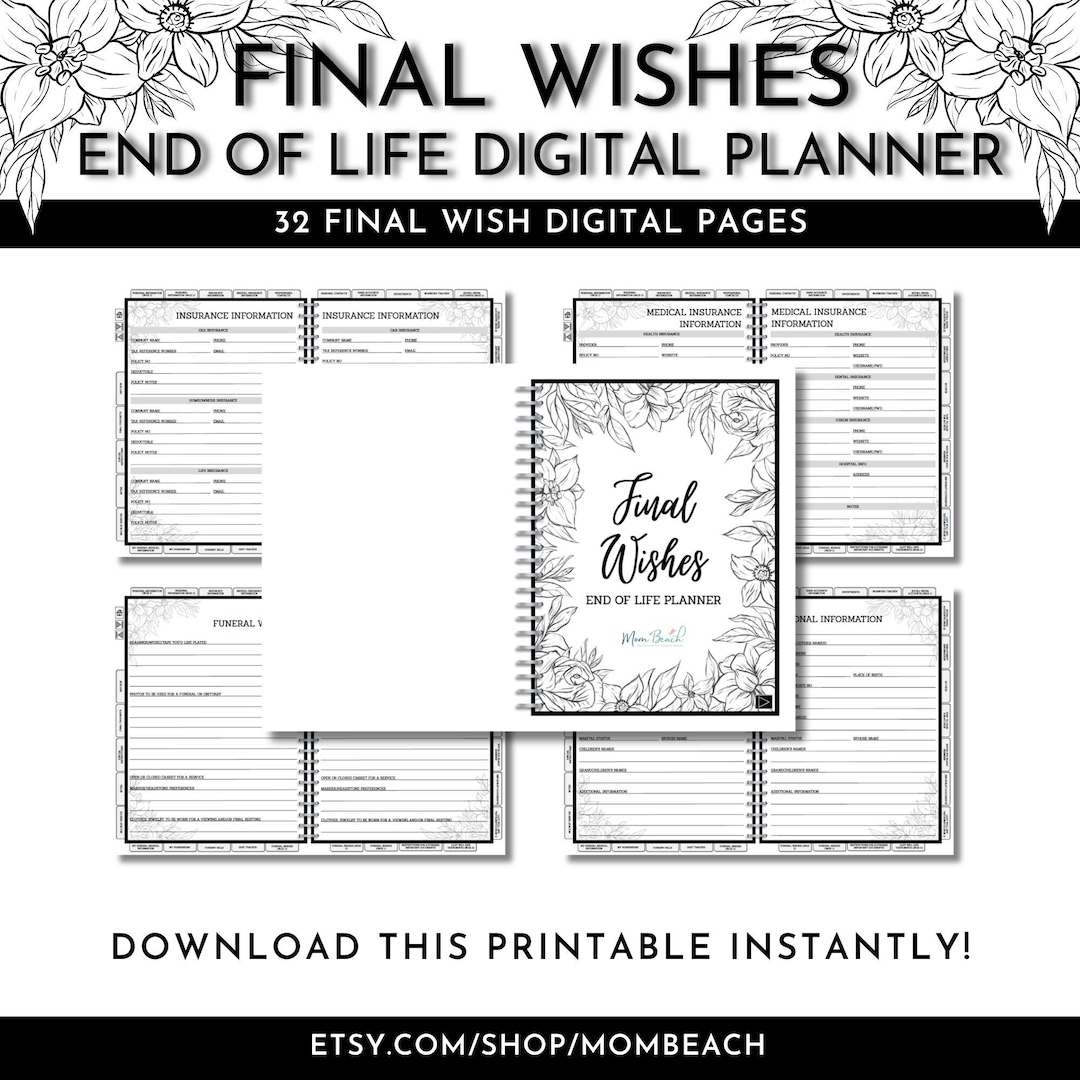 Final Wishes End of Life Digital Planner Last Will and Testament