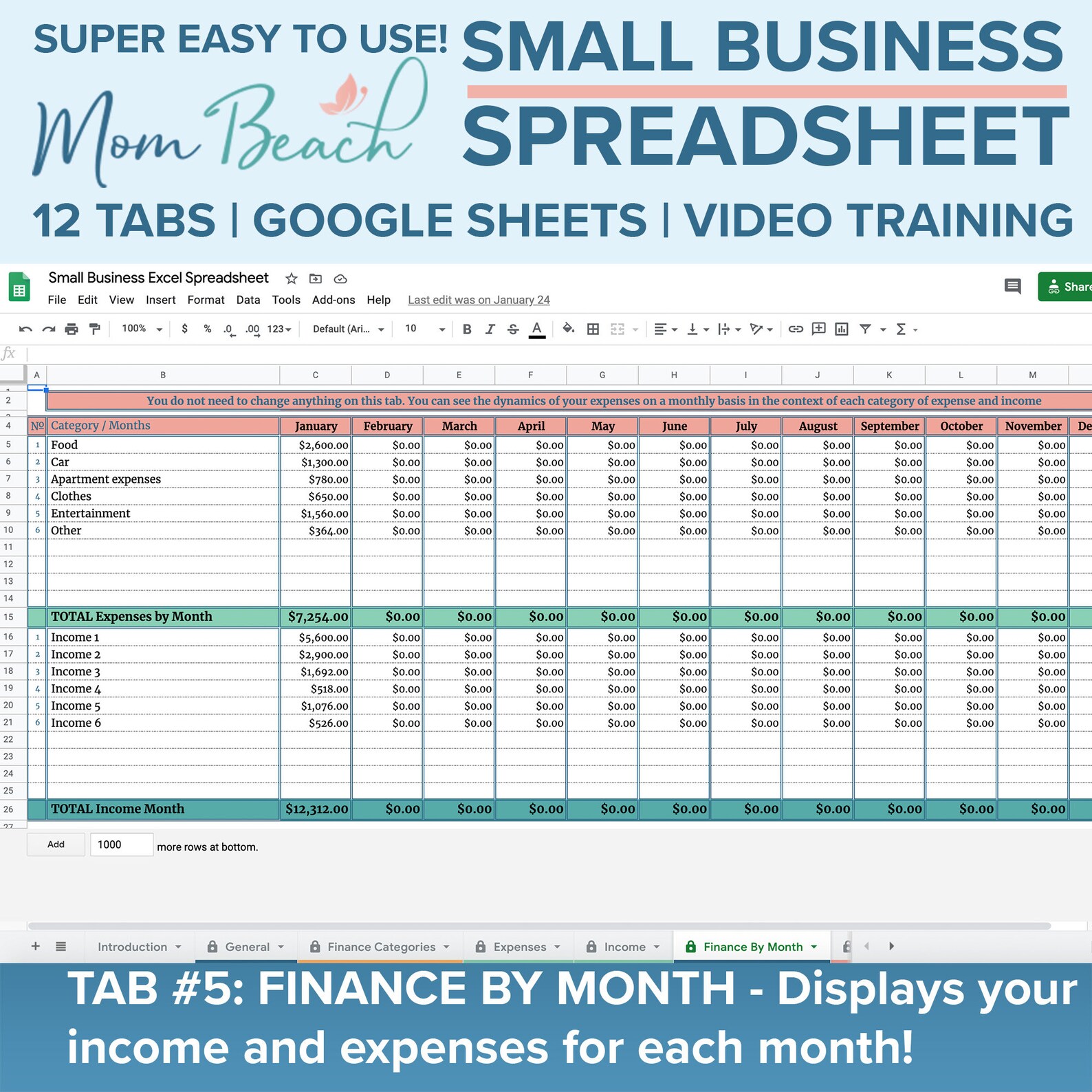 Small Business Bookkeeping Spreadsheet and Expense Tracker for