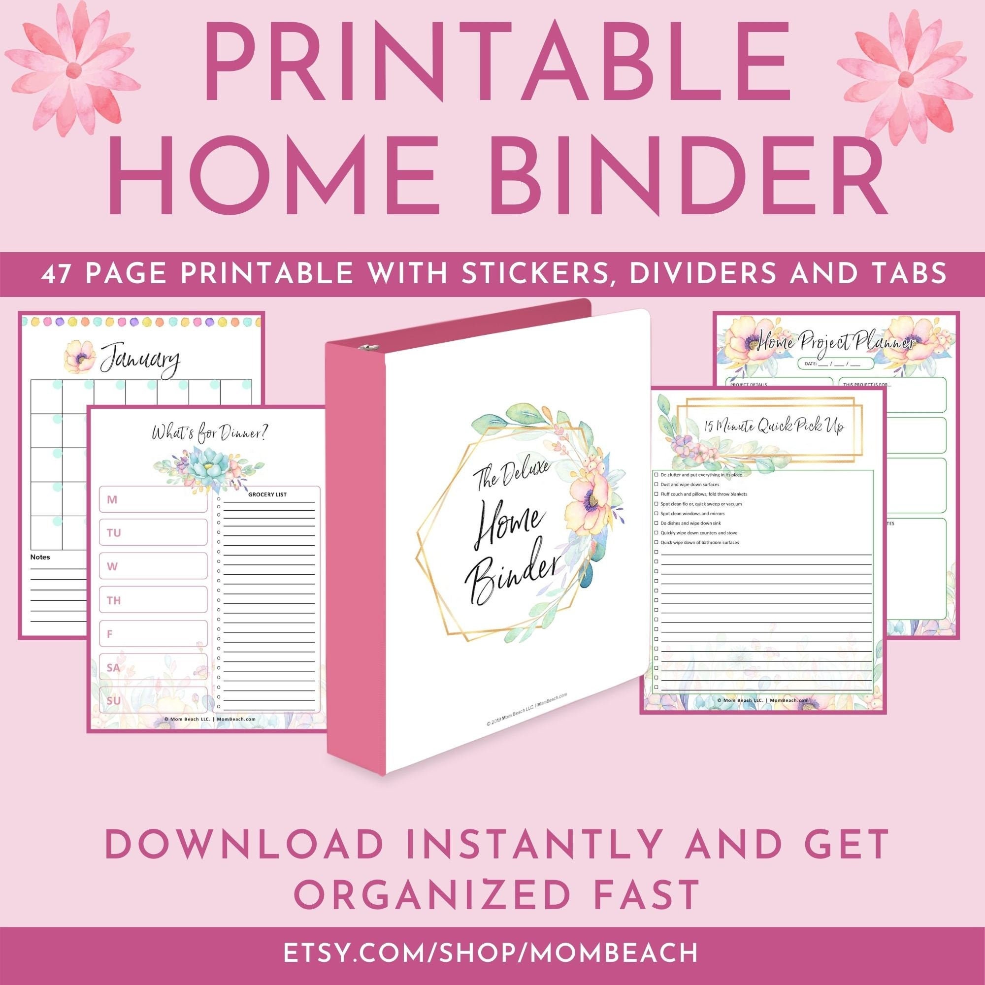 home-binder-printable-home-management-organizing-meal-planner-home-maintenance-cleaning-etsy for Free Printable Cute Home Management Binder Printables Home Binder Printable | Home Management | Organizing | Meal Planner | Home Maintenance | Cleaning - Etsy for Free Printable Cute Home Management Binder Printables