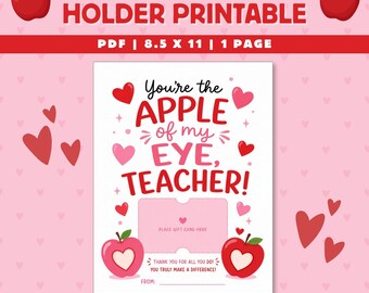 Teacher Gift Card Holder Printable | US Letter | PDF | Label Tags for Teacher Day | Fun for Kids and Adults