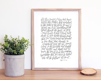 Epheser 3 Bibel Zitat druckbare Bibel Wand Kunstdruck Christian Zimmer Dekor handgeschriebene Schrift moderne Kalligraphie Poster