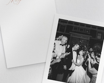 Personalized Wedding Photo Thank You Cards: Elegant Script, Thick Cardstock, Envelopes included, Modern design