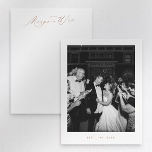 Tarjetas de agradecimiento de boda + sobres, notas de agradecimiento con foto personalizadas, tarjetas de agradecimiento elegantes, agradecimientos con fotografía, plantilla editable