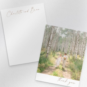 Tarjetas de agradecimiento de boda + sobres, notas de agradecimiento con fotografías personalizadas, tarjetas de agradecimiento minimalistas, agradecimientos con fotografías, plantilla editable