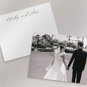 Tarjetas de agradecimiento de boda + sobres, notas de agradecimiento con foto personalizadas, tarjetas de agradecimiento modernas, agradecimientos con fotografía, plantilla editable