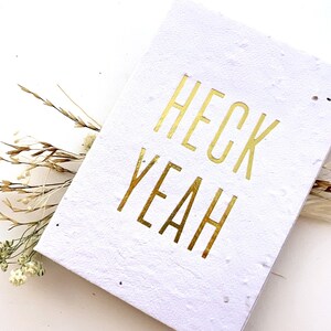 Heck Yeah Cards Set of 10 Greeting Card Foil Notecards Enclosure Cards Seeded Paper Cards Zero Waste Gift Congratulations Card image 6