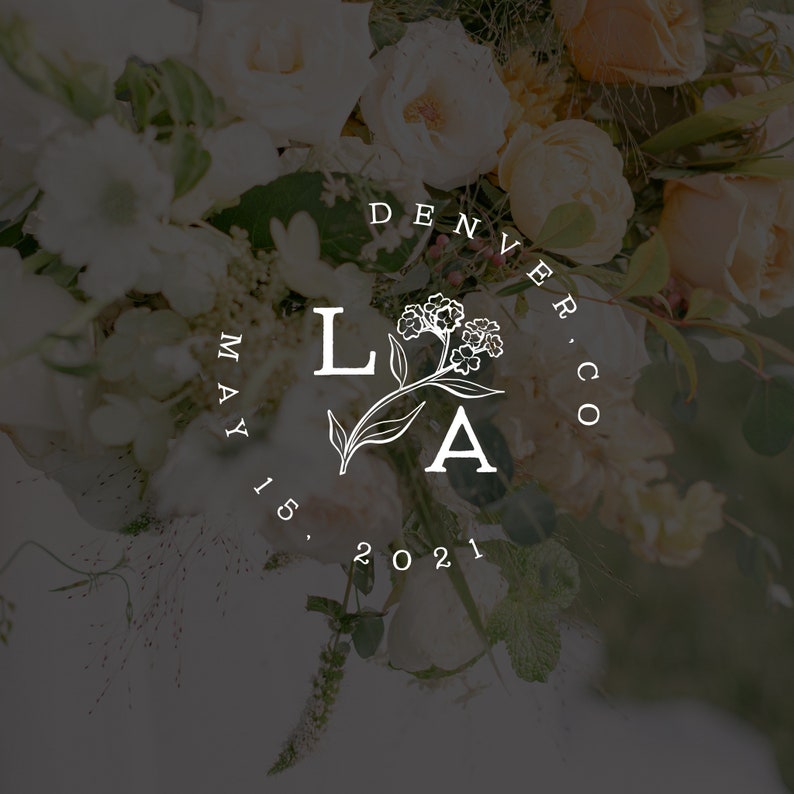 Floral monogram Organic logo Farmhouse Wedding Wedding logo Digital Download Wedding Monogram Custom Monogram Monogram Crest