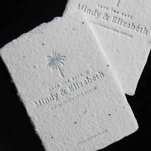 Destinazione Save the Dates • TAGLIA MINI • Stampa tipografica, carta fatta a mano, biglietto Save the date minimale, spiaggia, invito di nozze Save the date