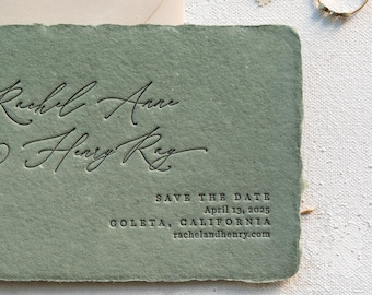 Letterpress Save the Date Sample: Handmade Paper, Eco-Friendly