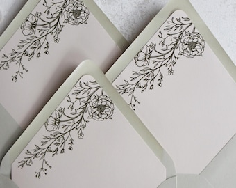 Wildflower Wedding Envelope Liners: A7 Euro Flap
