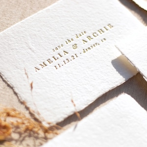 Save the Dates minimali + buste • Lamina d'oro, Boho moderno, carta piantabile, stampa tipografica, semplici, eleganti biglietti save the date, modello
