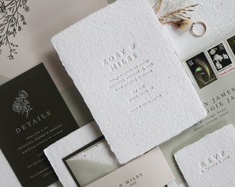 Handmade Eco-Friendly Wedding Invitation / SAMPLES/ seeded paper, modern wedding invitation, letterpress wedding invitation, elegant custom