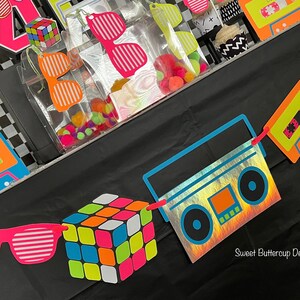 80&#39;s Party Icon Garland, I love the 80&#39;s, Old School Party, Throwback Party, Neon Party