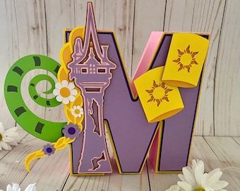 Rapunzel Party 3D Letter, Custom Cardstock Number, Table Decor