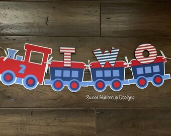 Train Birthday Party High Chair Banner, Train Theme Party Decorations