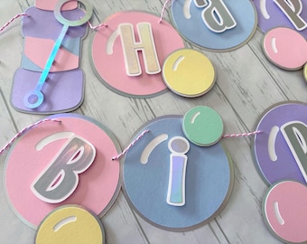 Bubble Party Birthday Banner, Blowing Bubbles Party Theme Decor- Can Be Customized