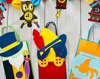 Pinocchio Party Goody Bags, Layered Cardstock Treat Bags