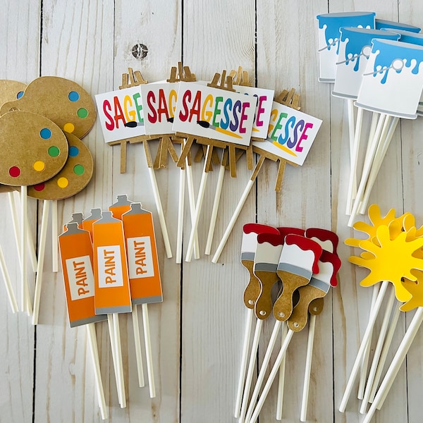 Paint Cupcake Topper Etsy