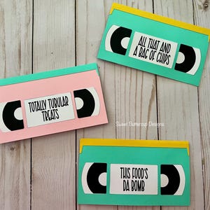 90s Party Food Tents, Throwback Theme, Cardstock Table Decor