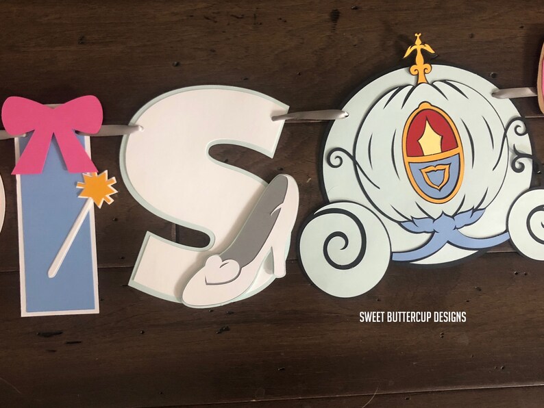 Cinderella Letter Art BannerPrincess PartyPrincess BirthdayShower BannerPrincess ShowerPrincess DecorationsRoyal Princess