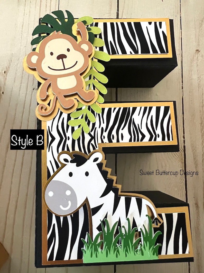 Wild One 3D letters, Safari Themed 3D letters, Jungle Themed 3D letters, Safari Decorations, Jungle Decorations Individual Letters image 4