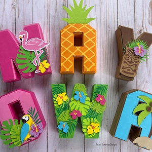 Tropical 3D letters, Luau Party Decorations , Hawaiian Party- Customizable 3D letters
