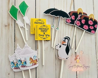 Jolly Holiday Cupcake Toppers, Poppins Party Decor