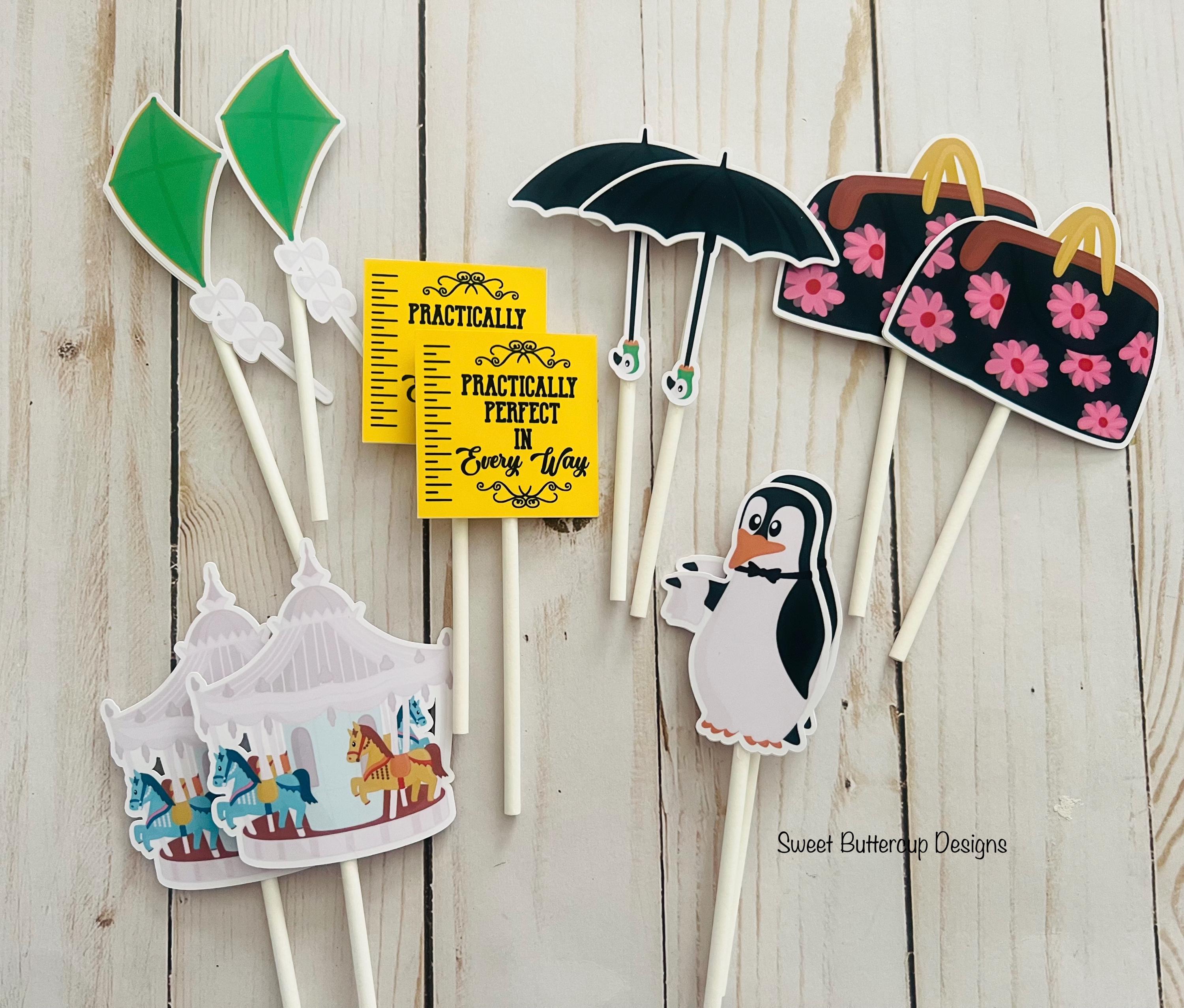 Jolly Holiday Cupcake Toppers, Poppins Party Decor