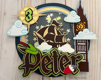Neverland Shaker Cake Topper, Peter Pan Party, Peter Pan Decorations
