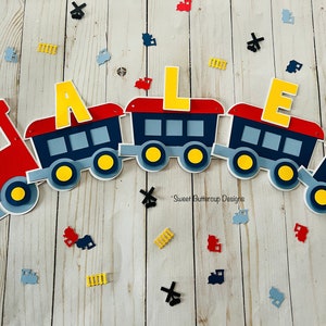 Train Birthday Party Name Banner, Train Party Decorations- Colors can be customized