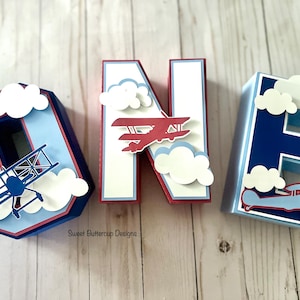 Letras independientes en 3D de avión vintage, decoraciones de Time Flies, decoración de fiesta de avión. Los colores se pueden personalizar