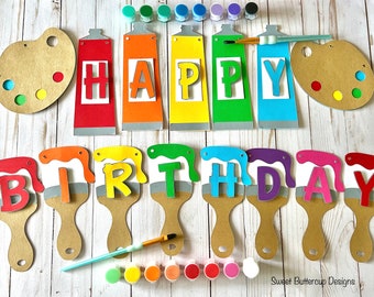 Paint Party Banner, Art Party, Rainbow Party, Art Decorations