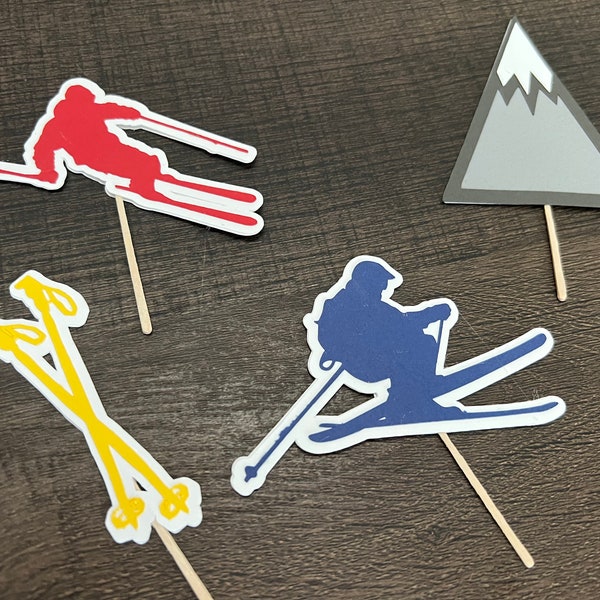 Ski Cupcake Toppers, Ski Party Theme Decorations