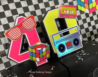 80's Party 3D Letters & Numbers, I love the 80's, Old School Party, Throwback Party, Neon Party