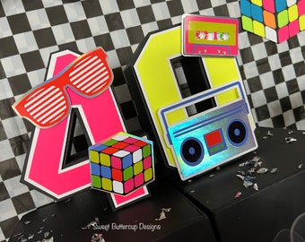 80s Party 3D Table Letters, Neon Decorations