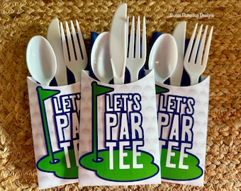 Golfing Let's Par-Tee Silverware Napkin Holders, Golf Party Decor