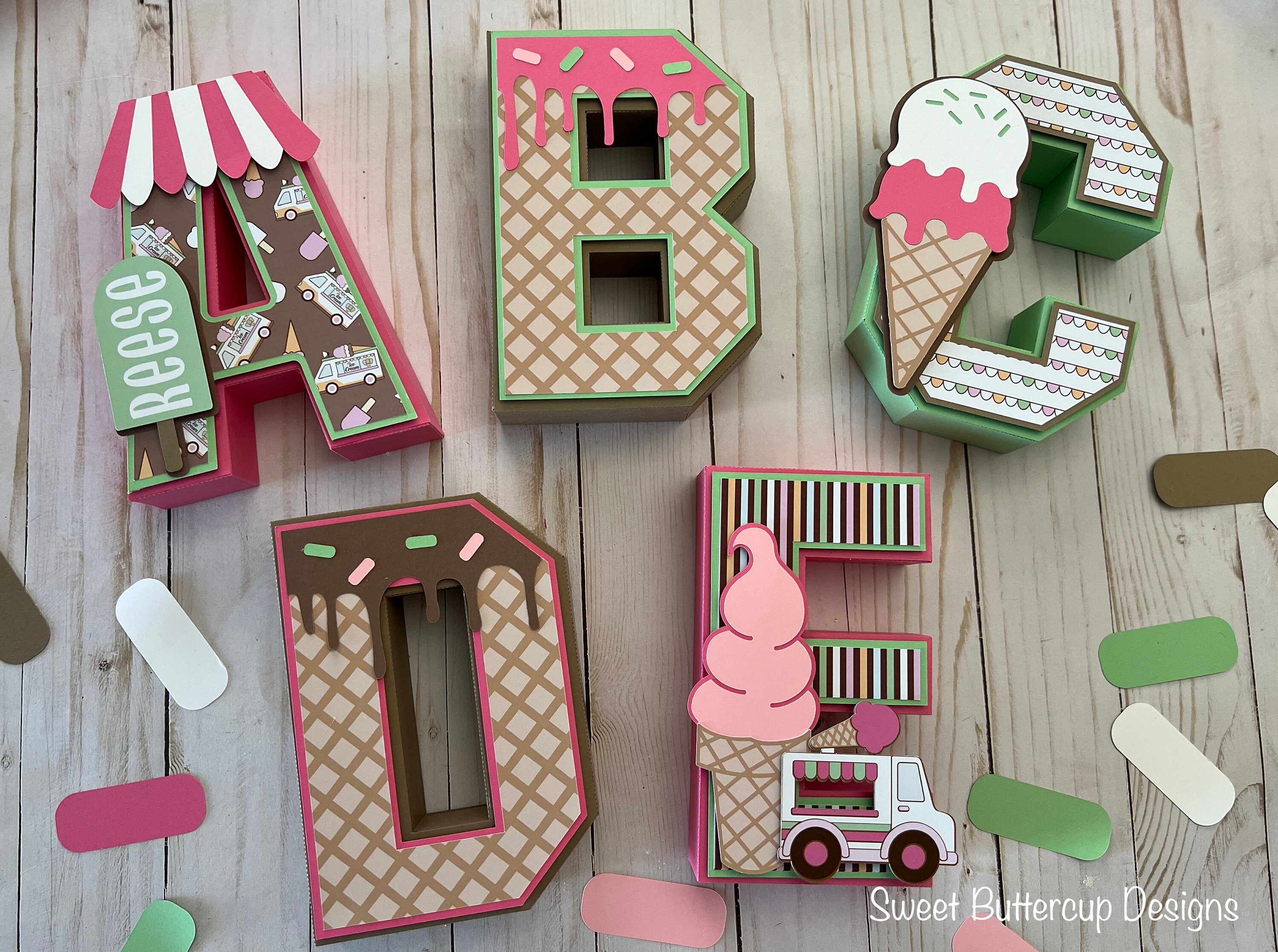 Ice Cream Party 3D letters numbers Ice Cream party centerpieces Ice Cream Social Ice Cream Parlor Ice Cream Theme Decorations