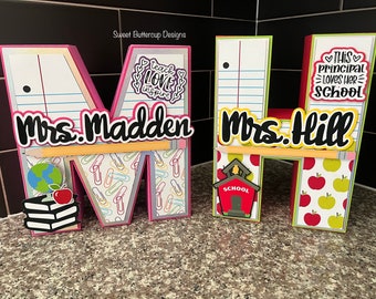 Letra 3D para el nombre del profesor, decoración del aula, regalo para el profesor