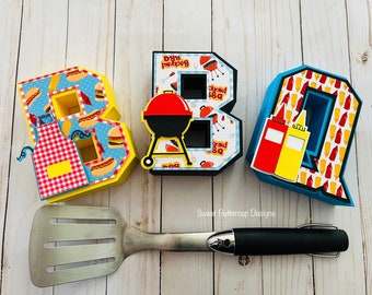 BBQ 3D Letters, Barbecue Party Table Decor