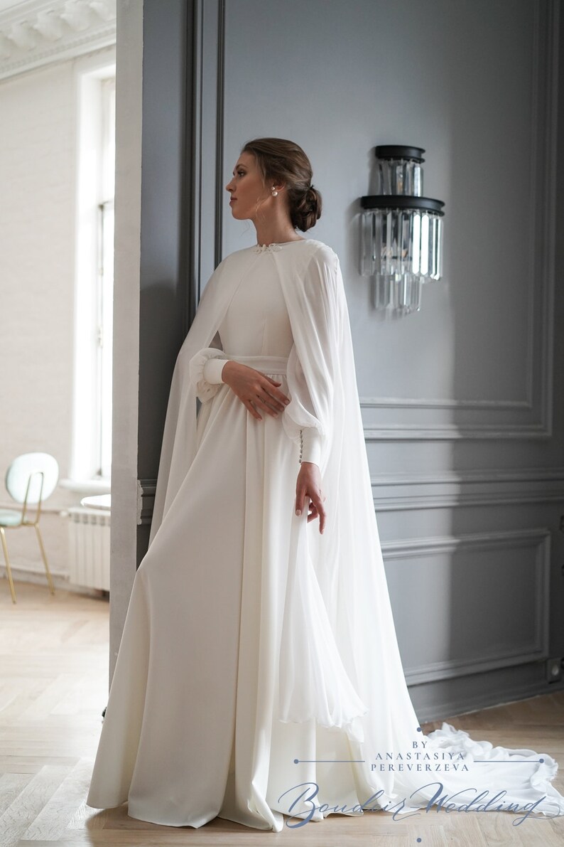 chiffon bridal cape