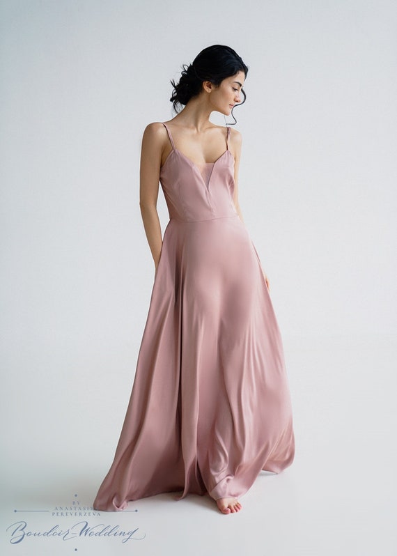 blush silk dress