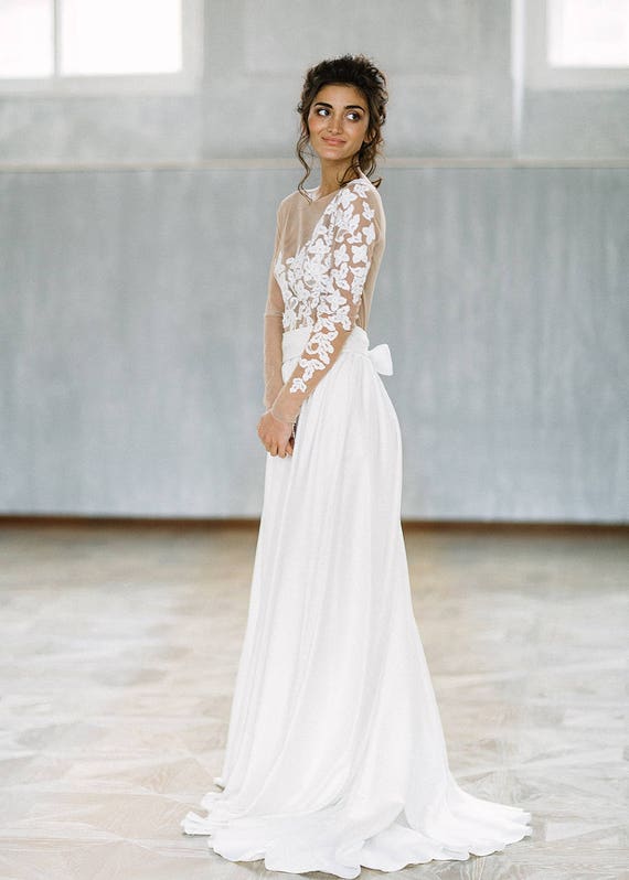 Wedding dress Classica/long sleeve wedding dress/romantic
