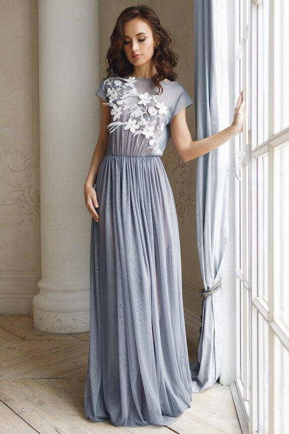 embroidered formal dress