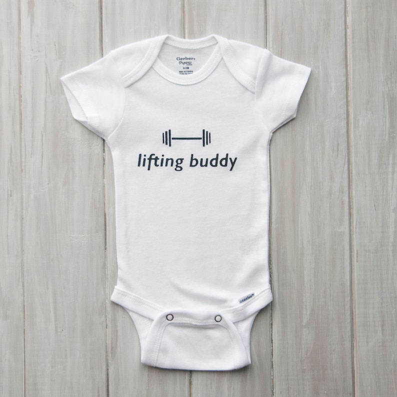 Lifting Buddy Baby Workout Baby Clothes Crossfit Baby WeightLifting Baby Workout Buddy Baby