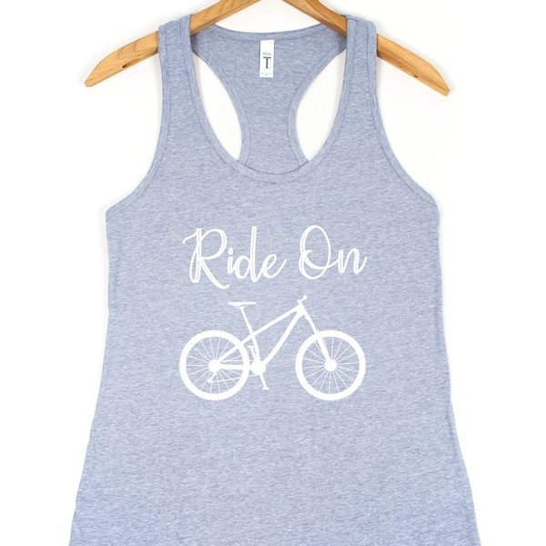 Ride On Womens Bike Tank Womens Bicycle Shirt Funny Tank Top Gift For Her Cycling Shirt