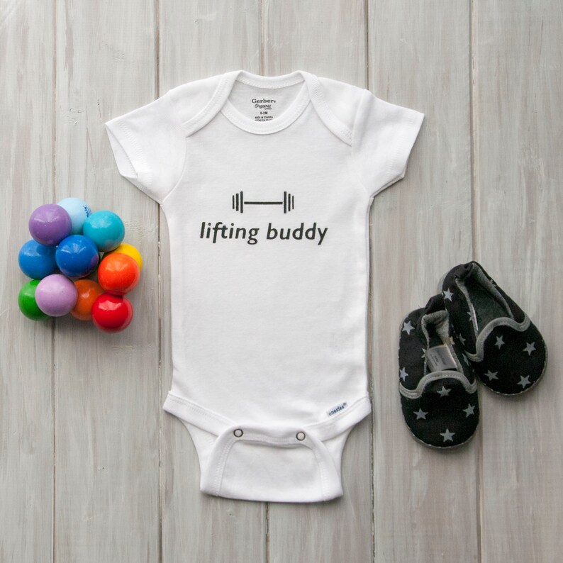 Lifting Buddy Baby Workout Baby Clothes Crossfit Baby WeightLifting Baby Workout Buddy Baby
